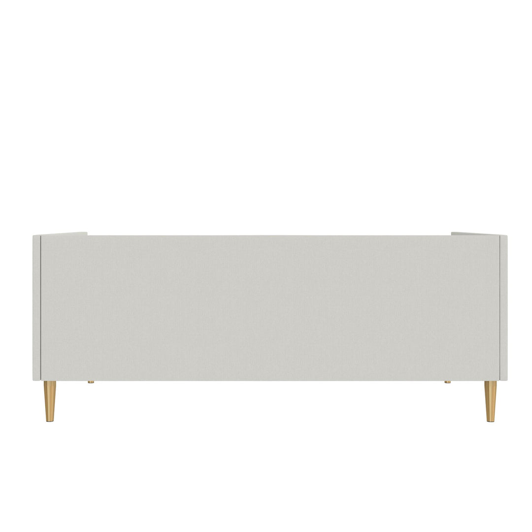 DHP Alicent Twin Upholstered Daybed with Gold Metal Legs, Gray Linen - Gray - Twin