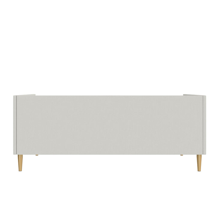 DHP Alicent Twin Upholstered Daybed with Gold Metal Legs, Gray Linen - Gray - Twin