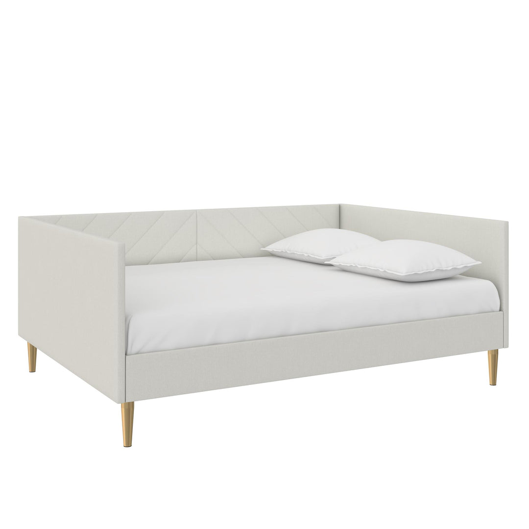 DHP Alicent Full Upholstered Daybed with Gold Metal Legs, Gray Linen - Gray - Full