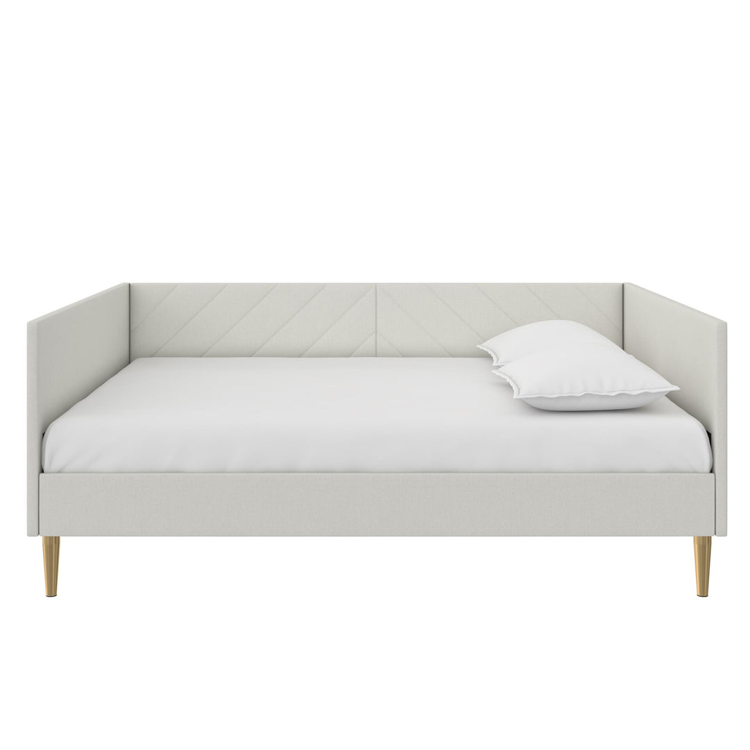 Alicent Upholstered Daybed with Gold Metal Legs - Light Gray - Full