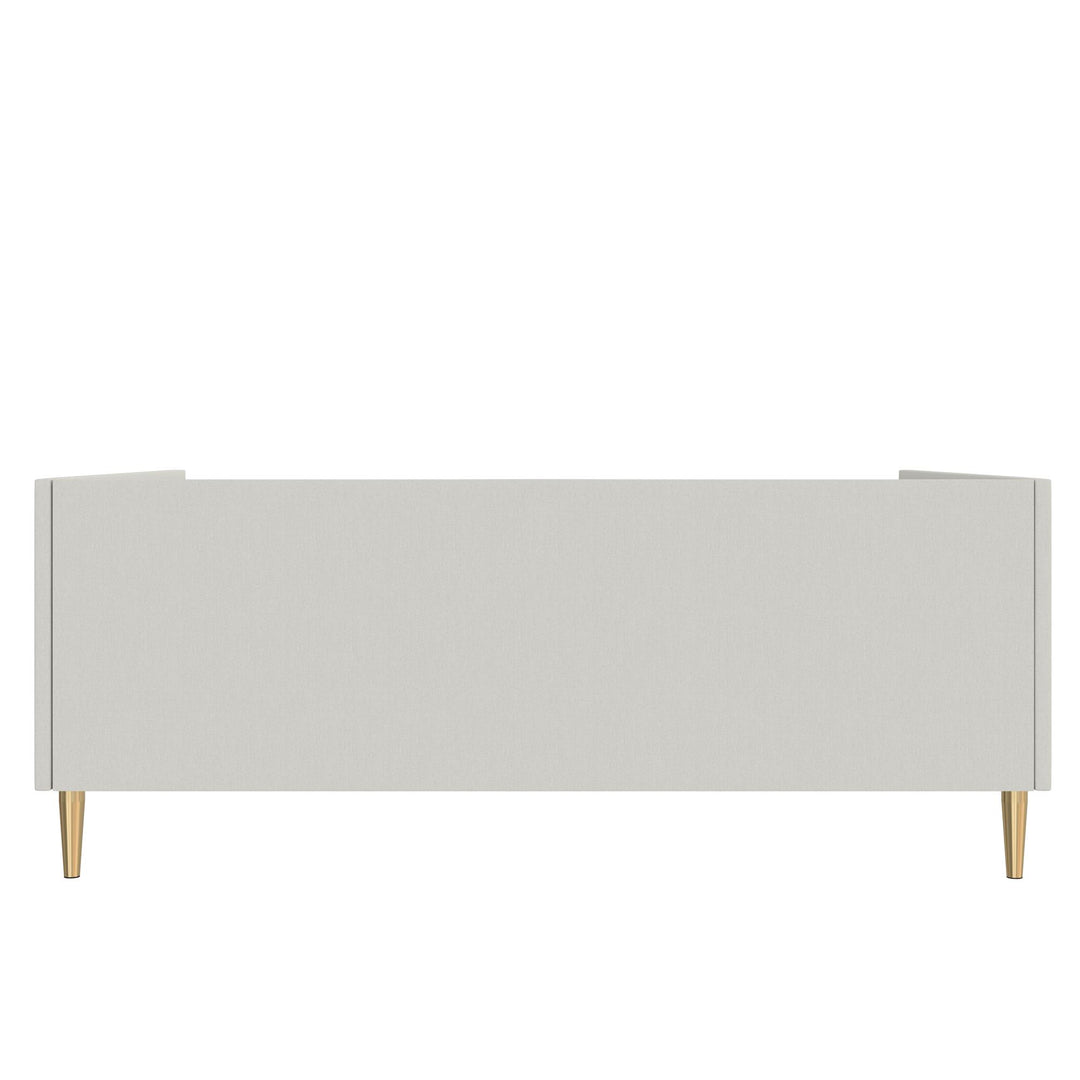 DHP Alicent Full Upholstered Daybed with Gold Metal Legs, Gray Linen - Gray - Full