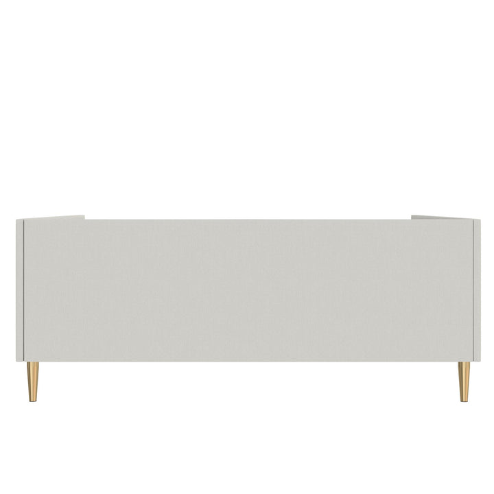 DHP Alicent Full Upholstered Daybed with Gold Metal Legs, Gray Linen - Gray - Full