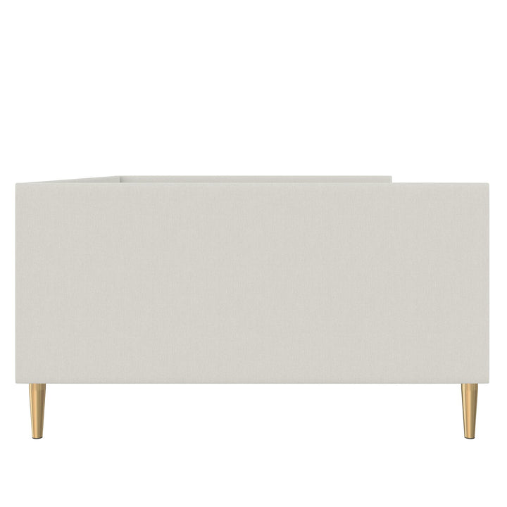 Alicent Upholstered Daybed with Gold Metal Legs - Light Gray - Full