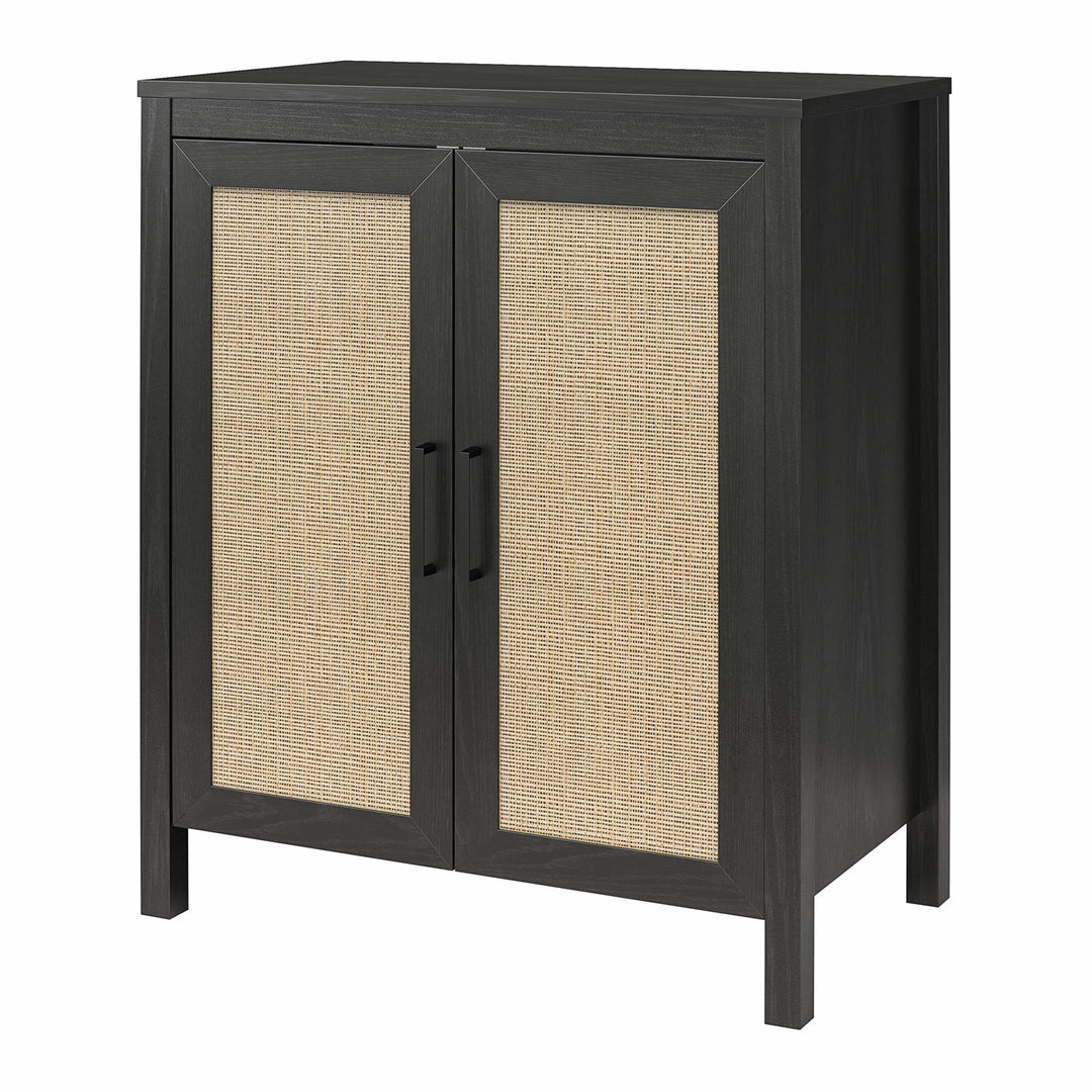 2-Door accent cabinet for living room - Black Oak