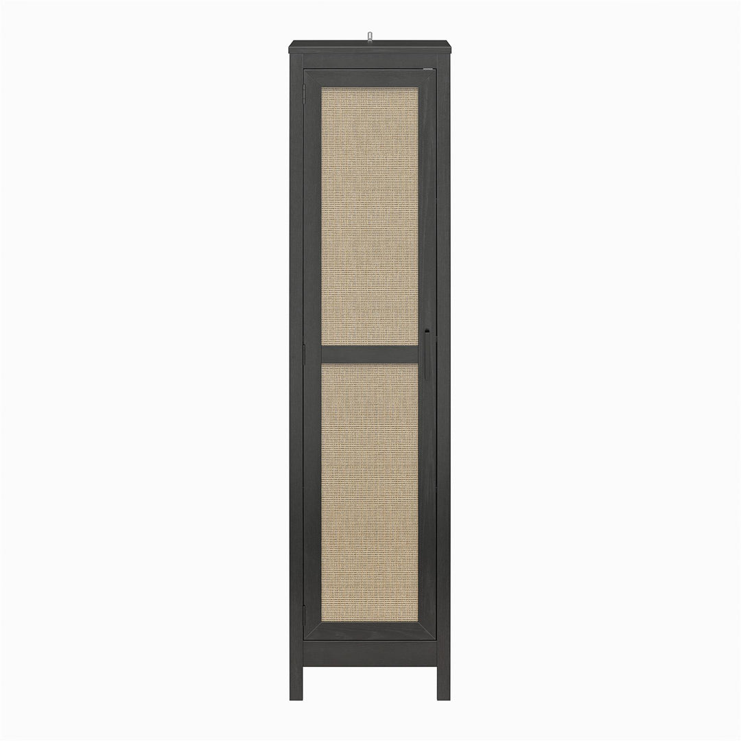 Wimberly Tall 1 Door Cabinet with 4 Shelves Fixed and Adjustable - Black Oak
