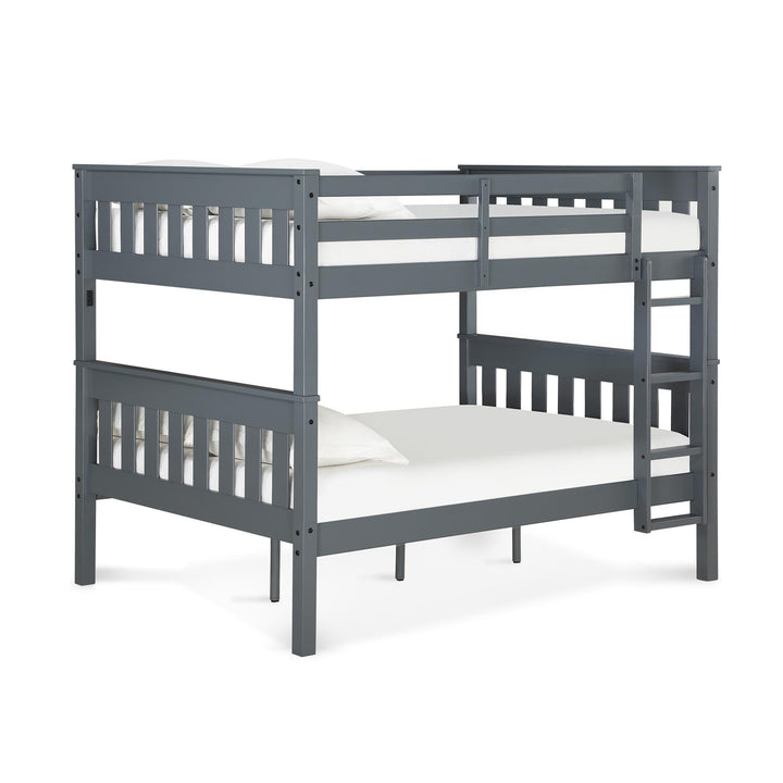 Moon Full-Over-Full Wood Bunk Bed with USB Port and Integrated Ladder - Gray