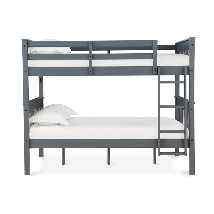 Moon Full-Over-Full Wood Bunk Bed with USB Port and Integrated Ladder - Gray