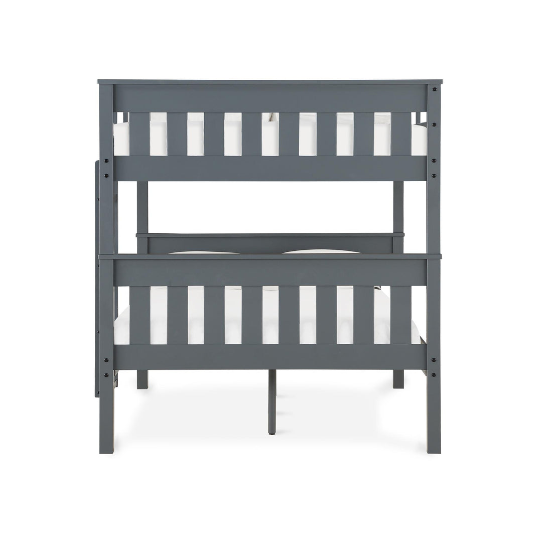 Moon Full-Over-Full Wood Bunk Bed with USB Port and Integrated Ladder - Gray