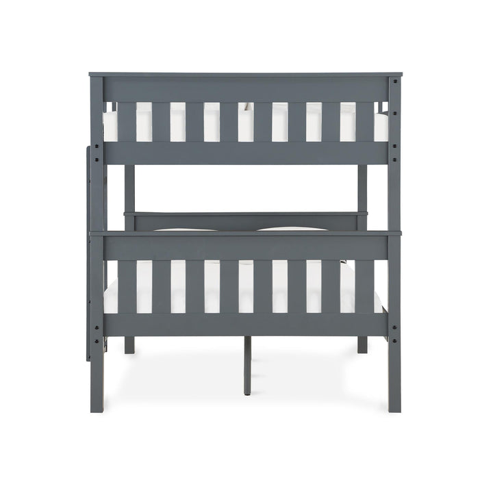 Moon Full-Over-Full Wood Bunk Bed with USB Port and Integrated Ladder - Gray