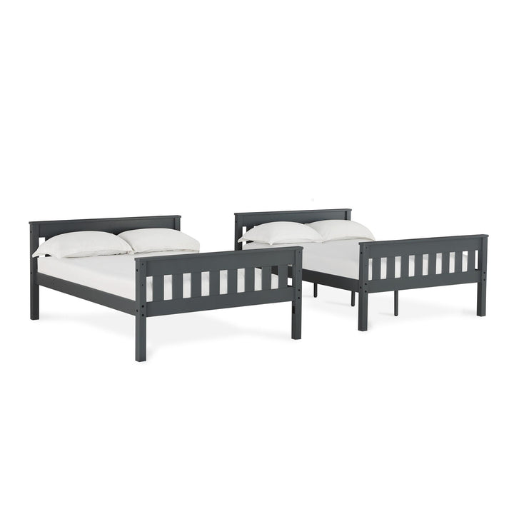 Moon Full-Over-Full Wood Bunk Bed with USB Port and Integrated Ladder - Gray