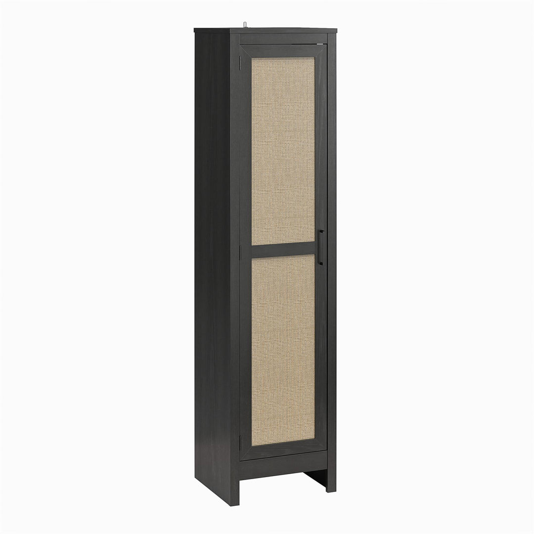 Tall office storage wooden cabinet with one door - Black Oak