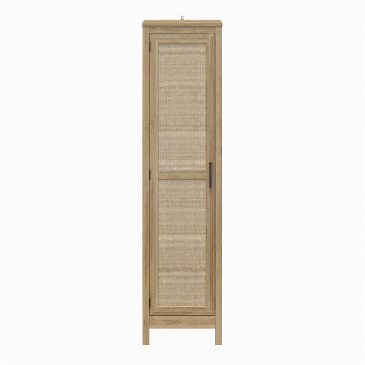 Wimberly Tall 1 Door Cabinet with 4 Shelves Fixed and Adjustable - Natural