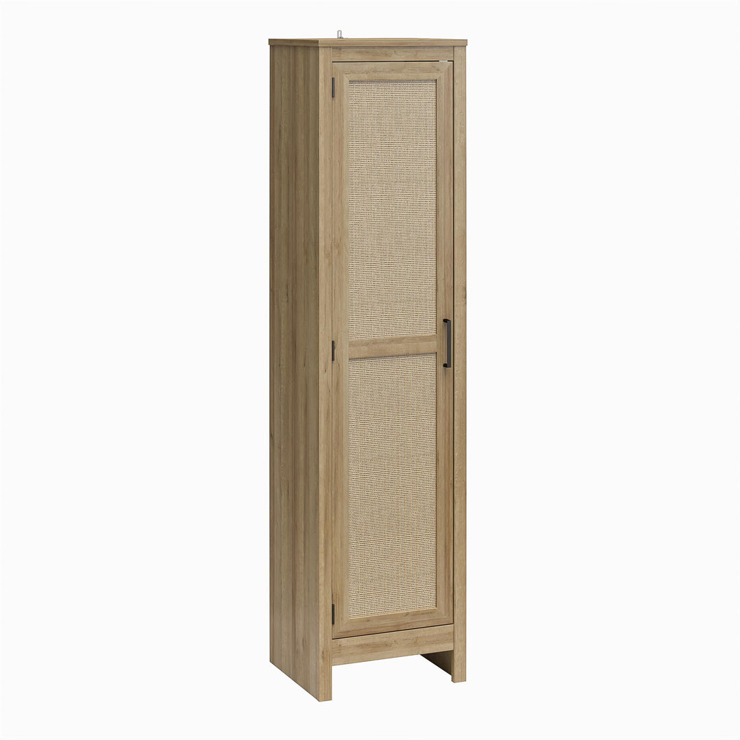 Tall office storage wooden cabinet with one door - Natural