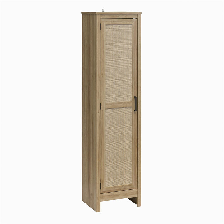 Tall office storage wooden cabinet with one door - Natural
