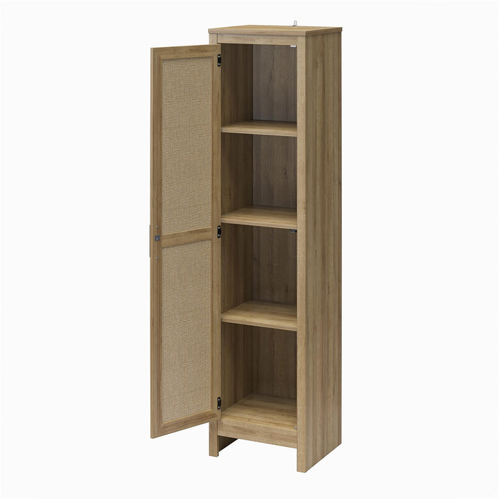 tall one door storage cabinet for living room - Natural