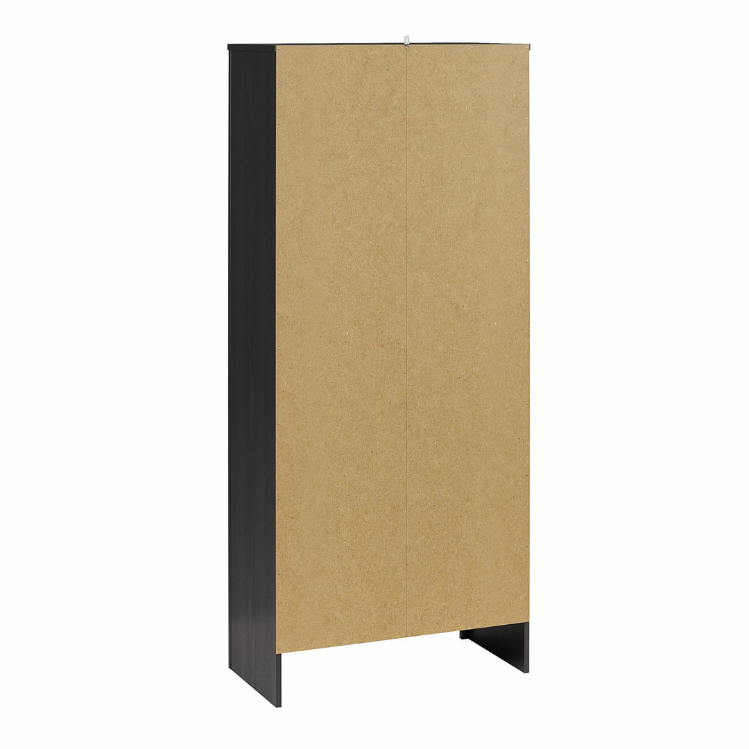 rattan pattern tall 2 door cabinet - Black Oak