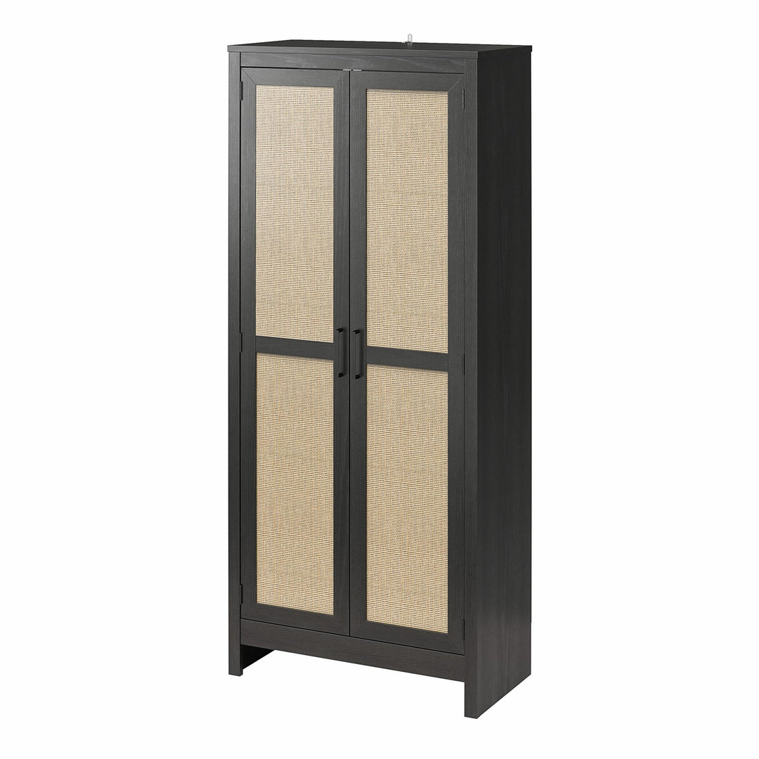 Amberly Tall 2 Door Cabinet with 4 Shelves - Black Oak