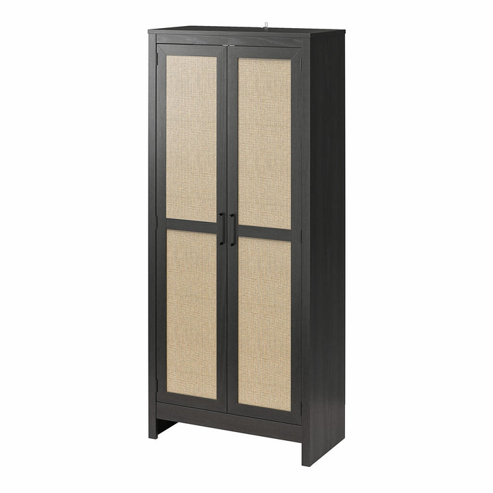 Amberly Tall 2 Door Cabinet with 4 Shelves - Black Oak