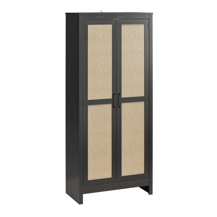 Amberly Tall 2 Door Cabinet with 4 Shelves - Black Oak