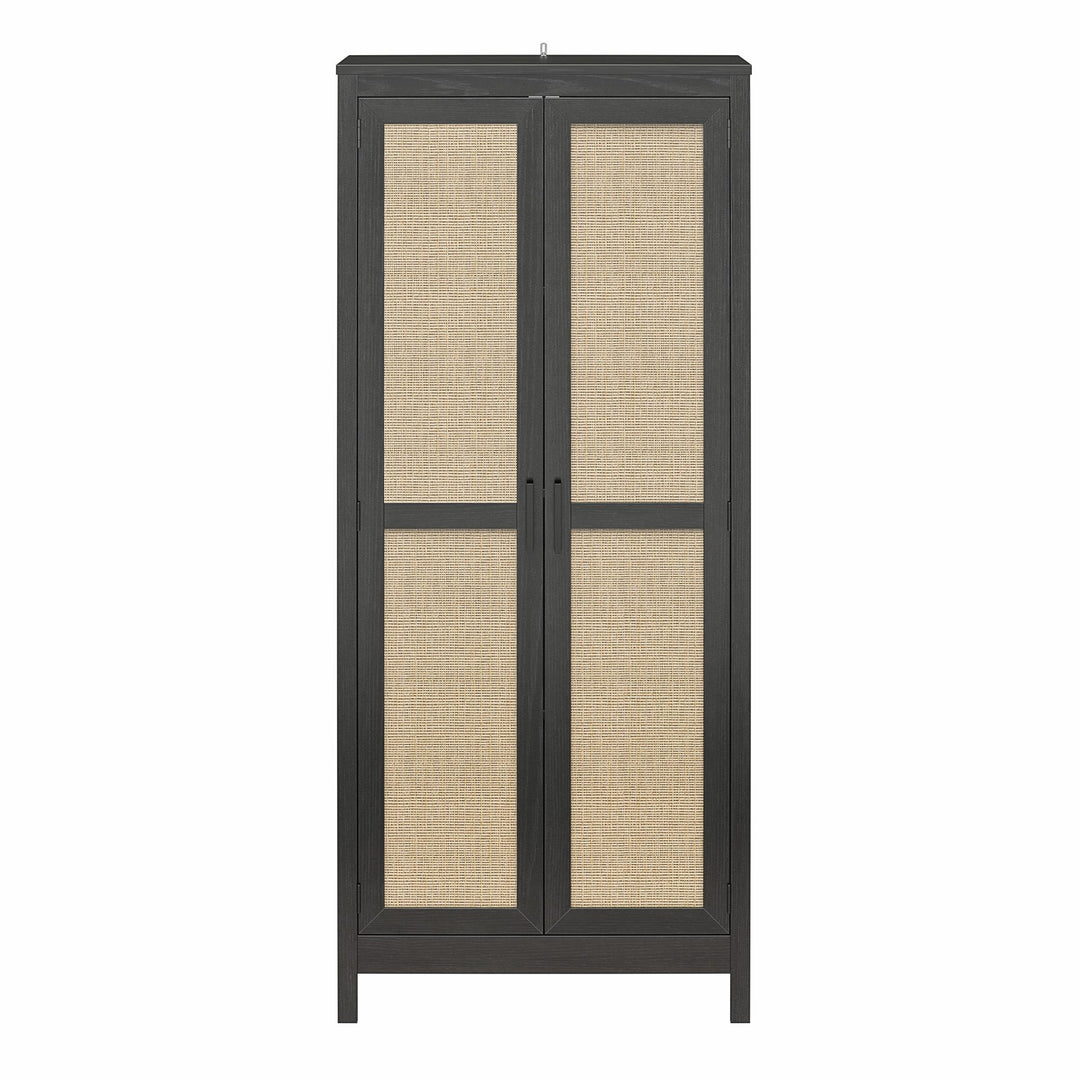 Wimberly Tall 2 Door Cabinet with 4 Shelves Fixed and Adjustable - Black Oak