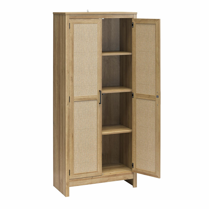 Tall 2 door storage cabinet with 4 shelves - Natural