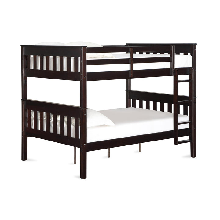 Moon Full-Over-Full Wood Bunk Bed with USB Port and Integrated Ladder - Espresso