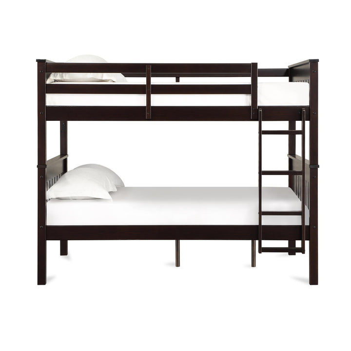 Moon Full-Over-Full Wood Bunk Bed with USB Port and Integrated Ladder - Espresso