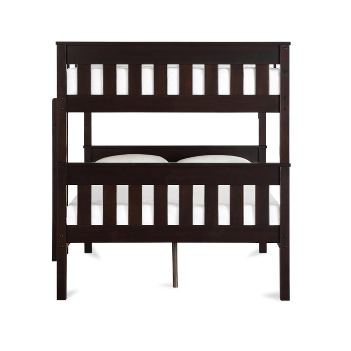 Moon Full-Over-Full Wood Bunk Bed with USB Port and Integrated Ladder - Espresso