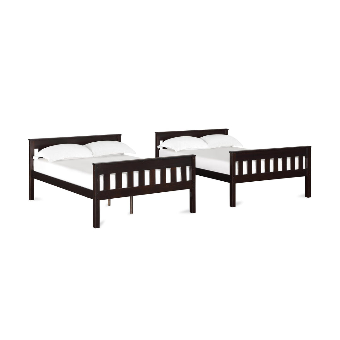 Moon Full-Over-Full Wood Bunk Bed with USB Port and Integrated Ladder - Espresso