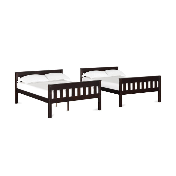 Moon Full-Over-Full Wood Bunk Bed with USB Port and Integrated Ladder - Espresso