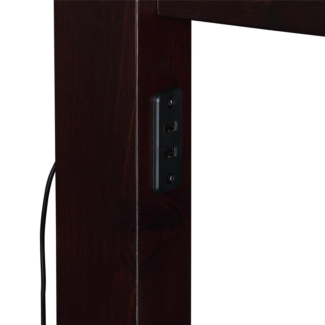 Moon Full-Over-Full Wood Bunk Bed with USB Port and Integrated Ladder - Espresso