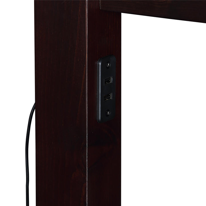 Moon Full-Over-Full Wood Bunk Bed with USB Port and Integrated Ladder - Espresso
