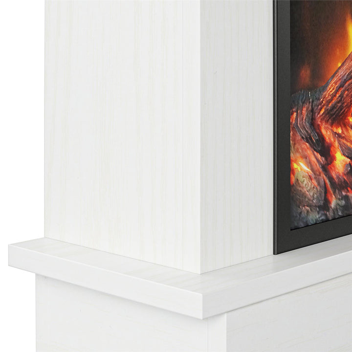 Stylish Modern Electric Fireplace with Mantel -  White