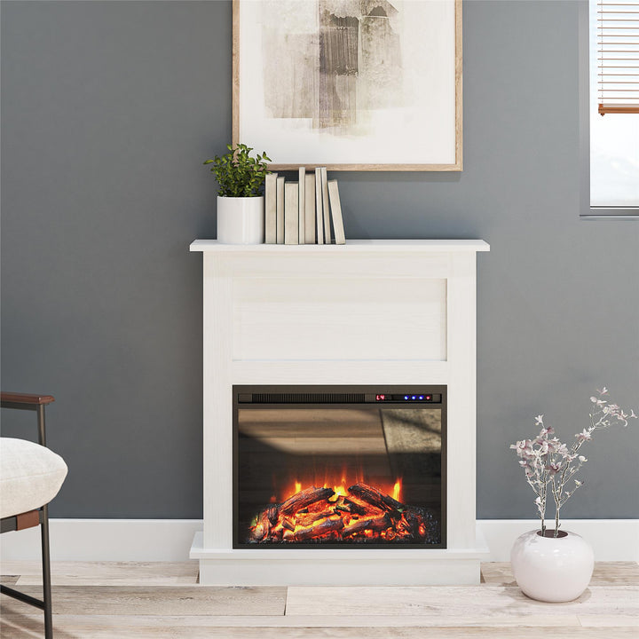 Modern Fireplace with 23 Inch Insert -  White