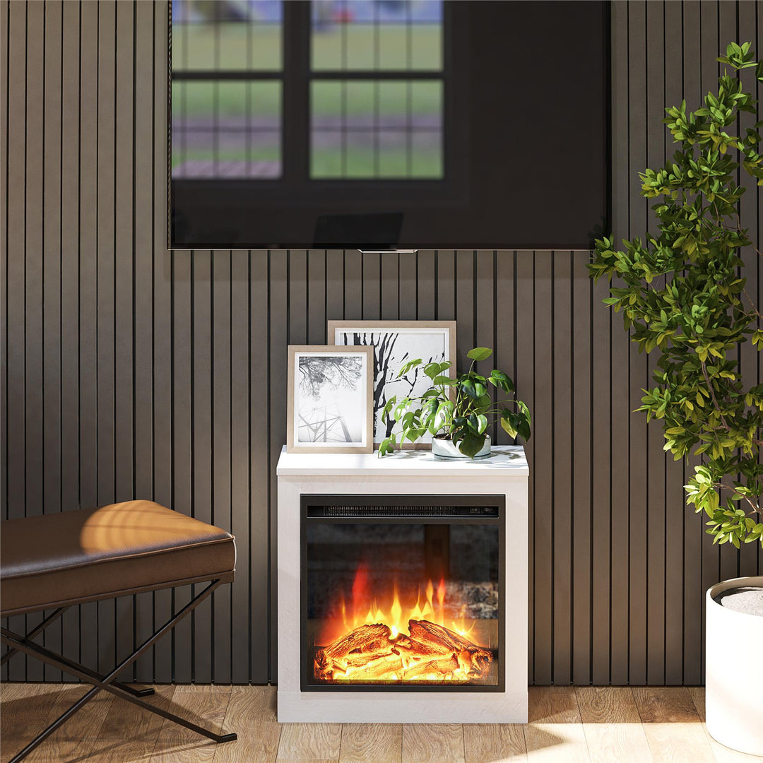 Fairwood Fireplace Mantel with Adjustable Heat - Ivory Oak