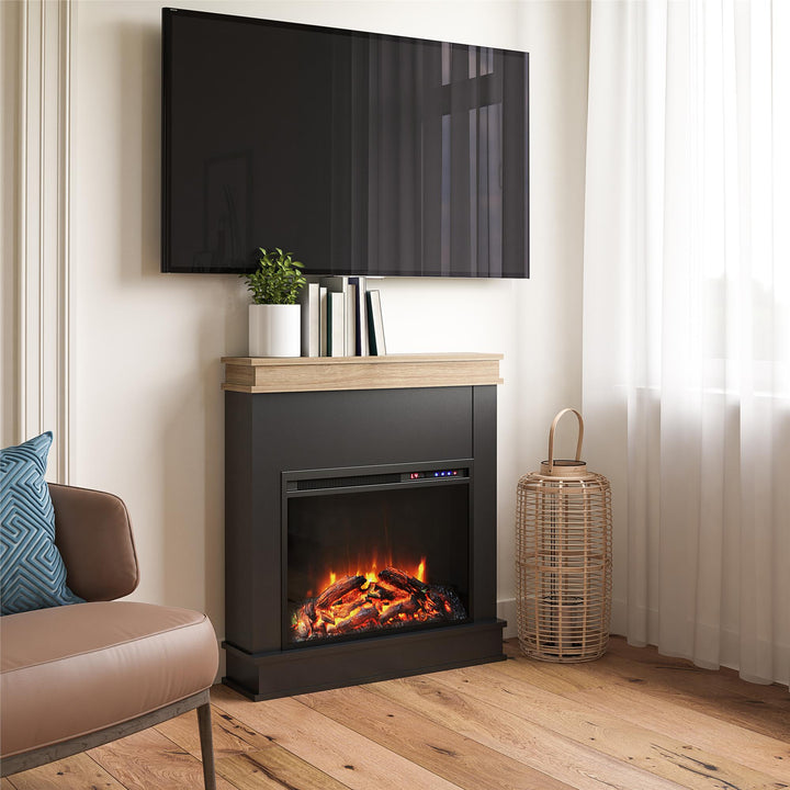 Electric Fireplace with 23 Inch Fireplace Insert -  Black