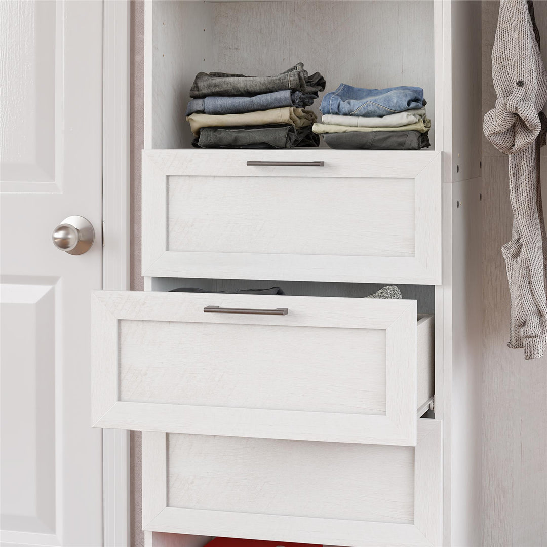 3 drawer closet with 4 shelves - Ivory Oak