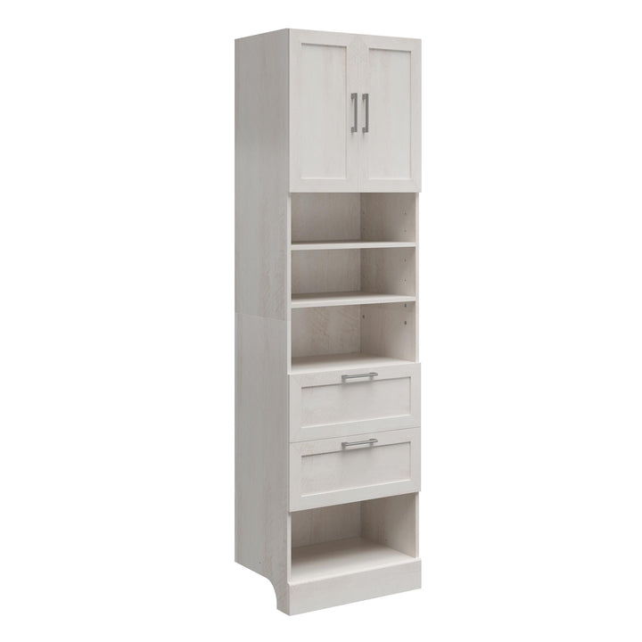 2-Door Closet with Drawers - Ivory Oak