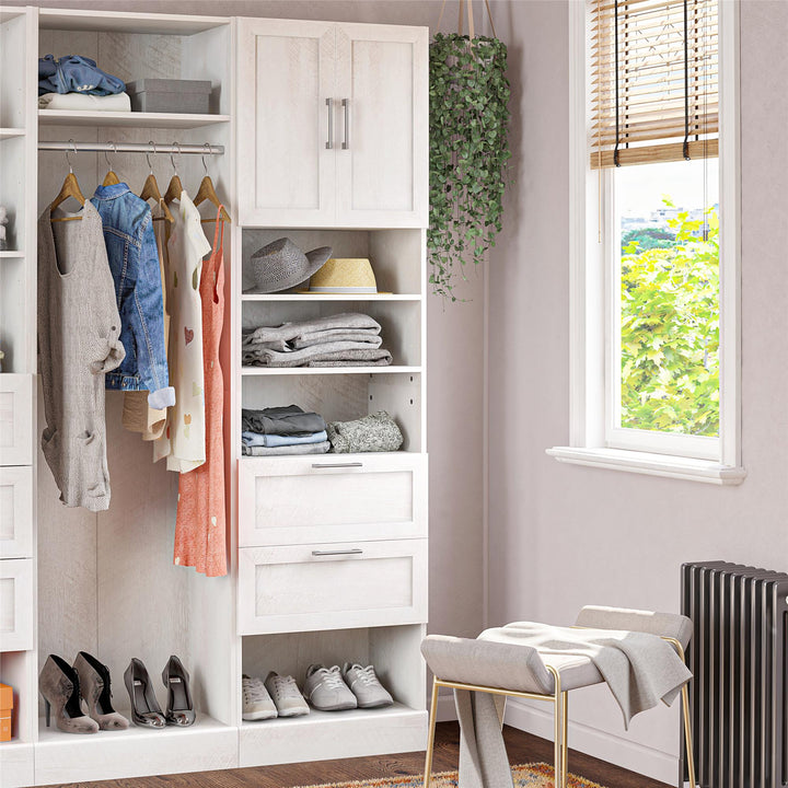 2 door 2 drawer closet unit - Ivory Oak