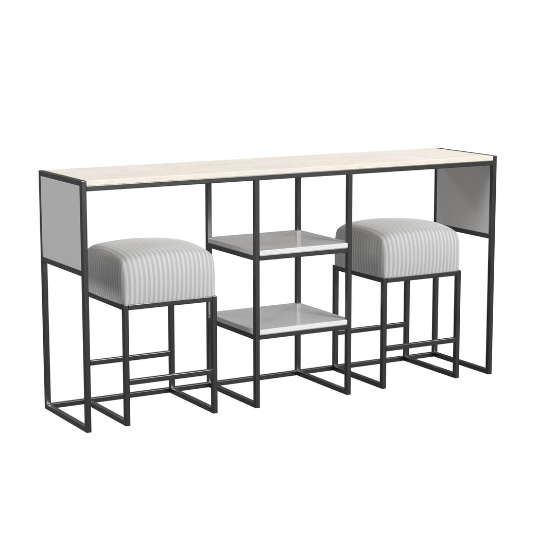 sofa table with stools - White