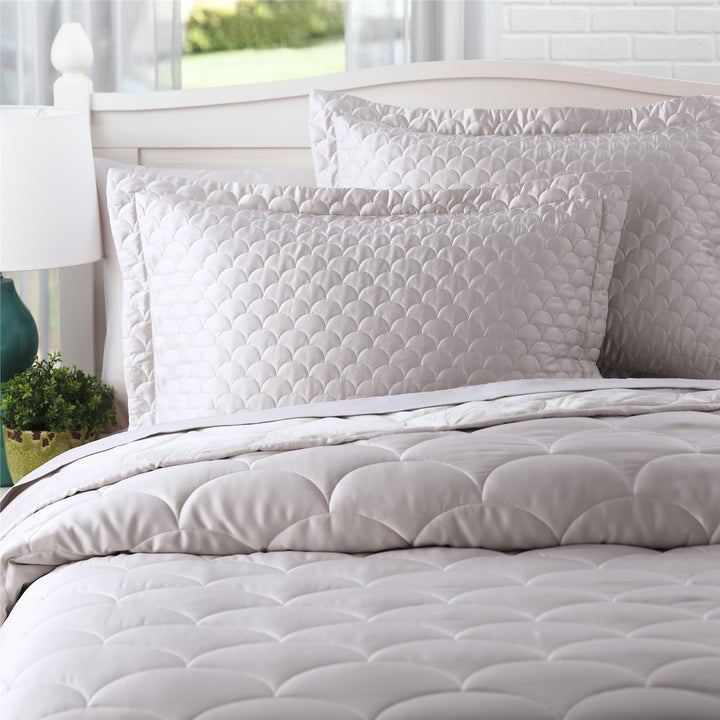 Stylish quilted sham options - Pewter - Standard