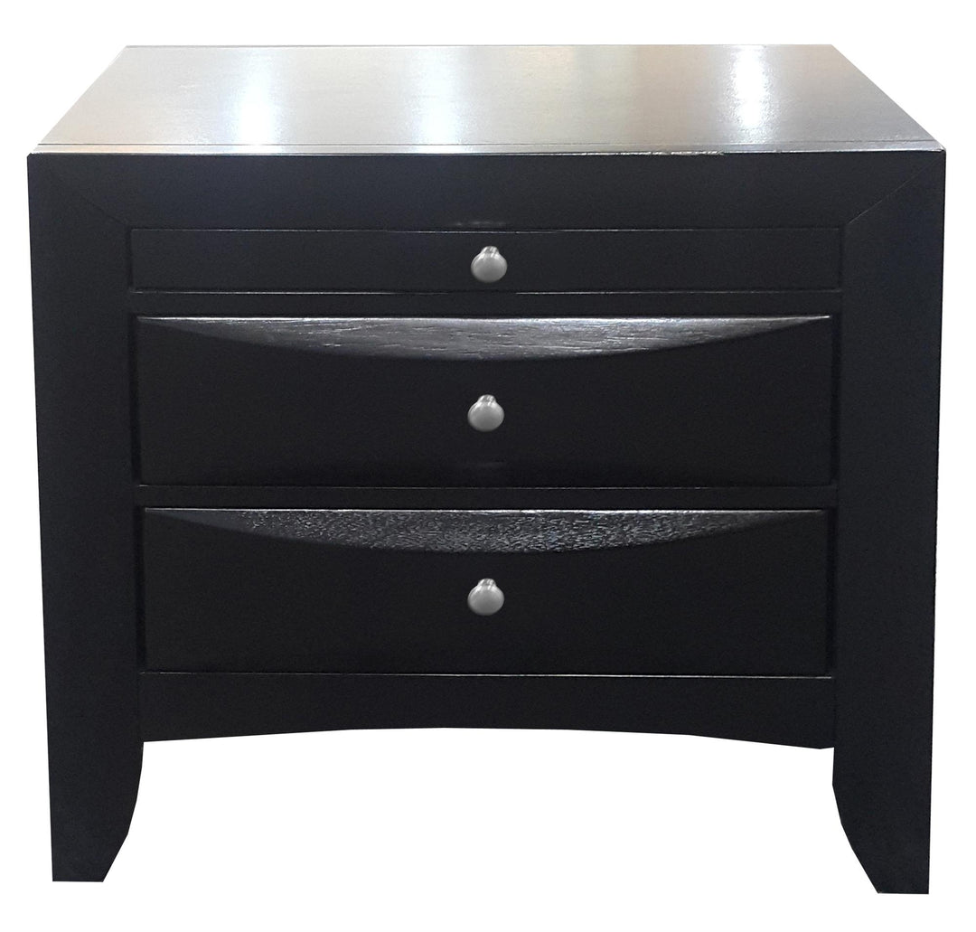 Nightstand with 2 Shelves and Pull Out Tray - Black