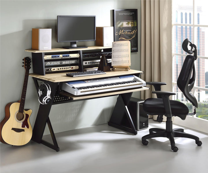 Music desk with keyboard tray - Natural