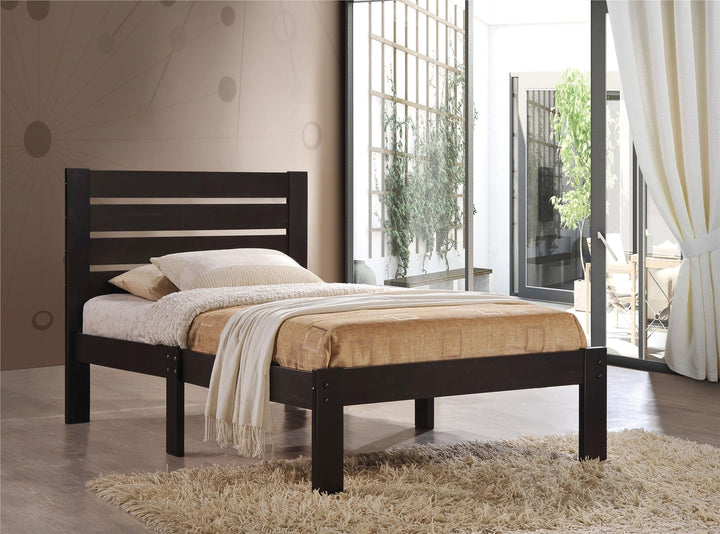 slatted wooden headboard - N/A - Full
