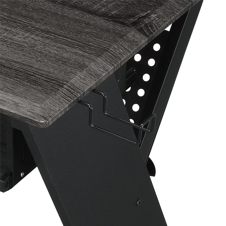 desk with music keyboard tray - Black