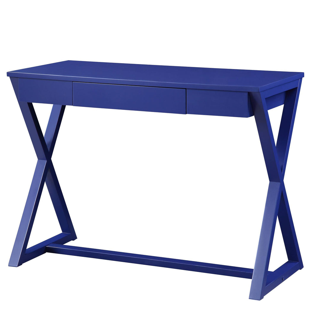 Writing Desk with Crossed Wooden Base - Blue