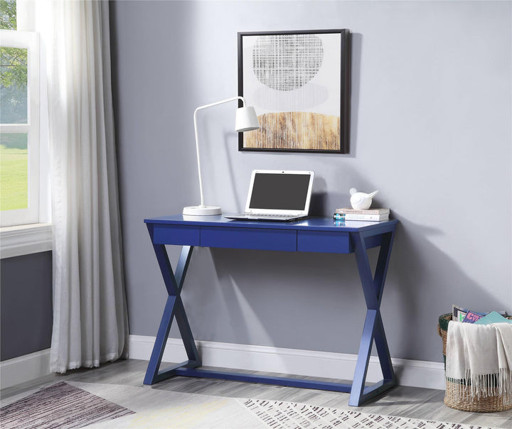 Scandinavian Writing Desk with 1 Storage Drawer - Blue