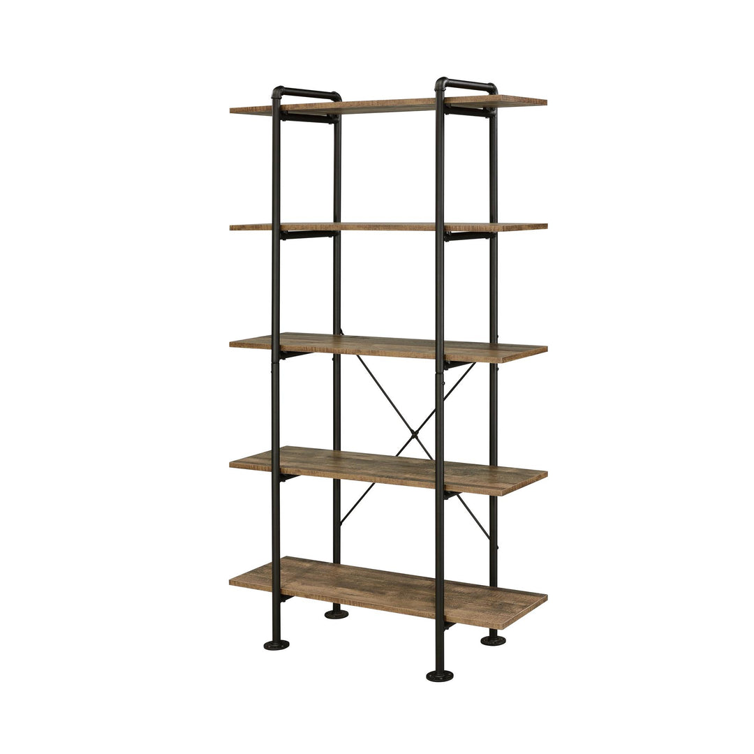 Nefo modern bookcase with metal detailing -  Rustic Oak