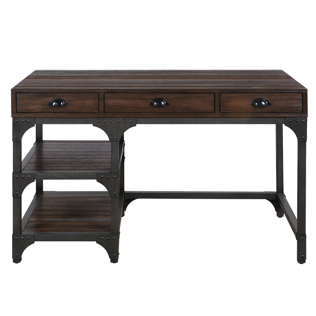 Gorden Rectangular Writing Desk with 3 Drawers and 2 Compartments  -  Espresso