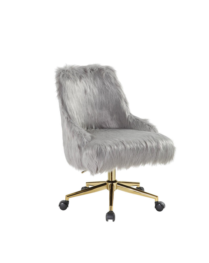 Office Chair with Faux Fur - Gray